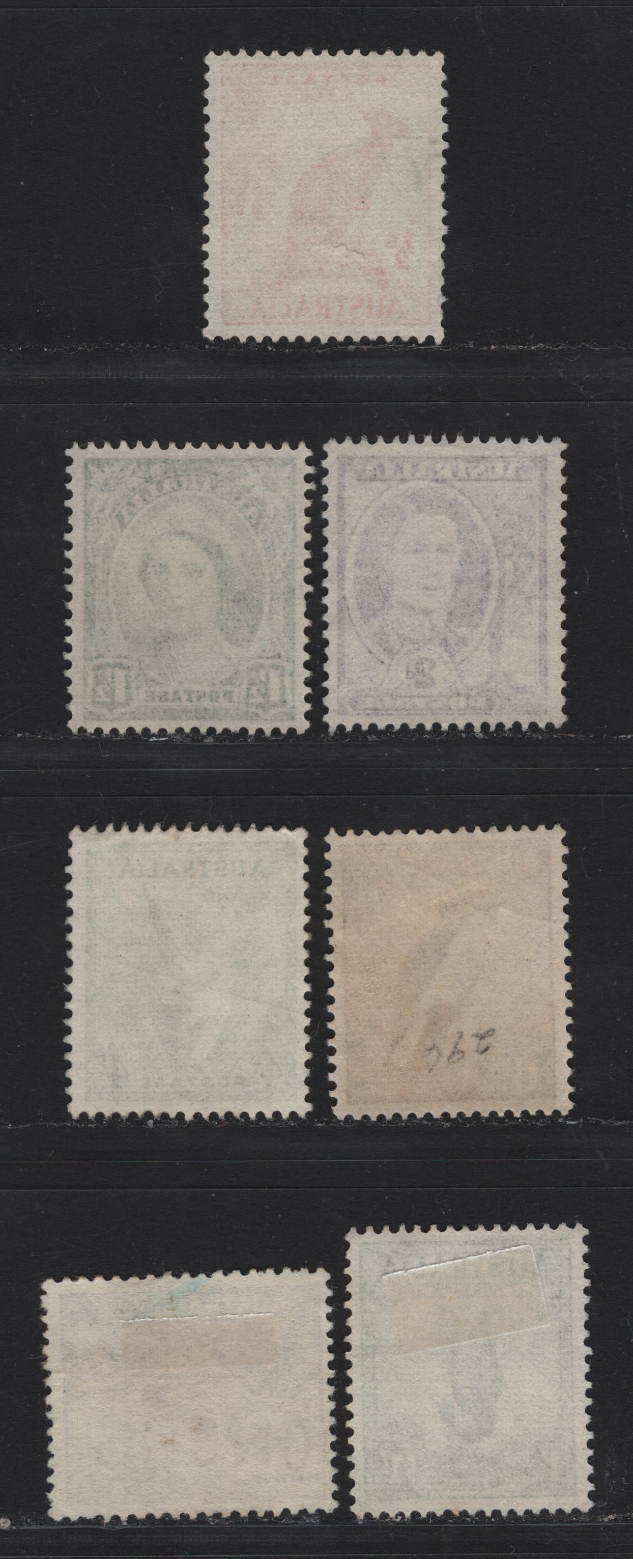 Lot 258 Australia (C) SG#228-230d 1/2d - 1/- Orange - Gray Green , 1948-1956 Unwatermarked Zoological Issue, 7 Very Fine Used Singles
