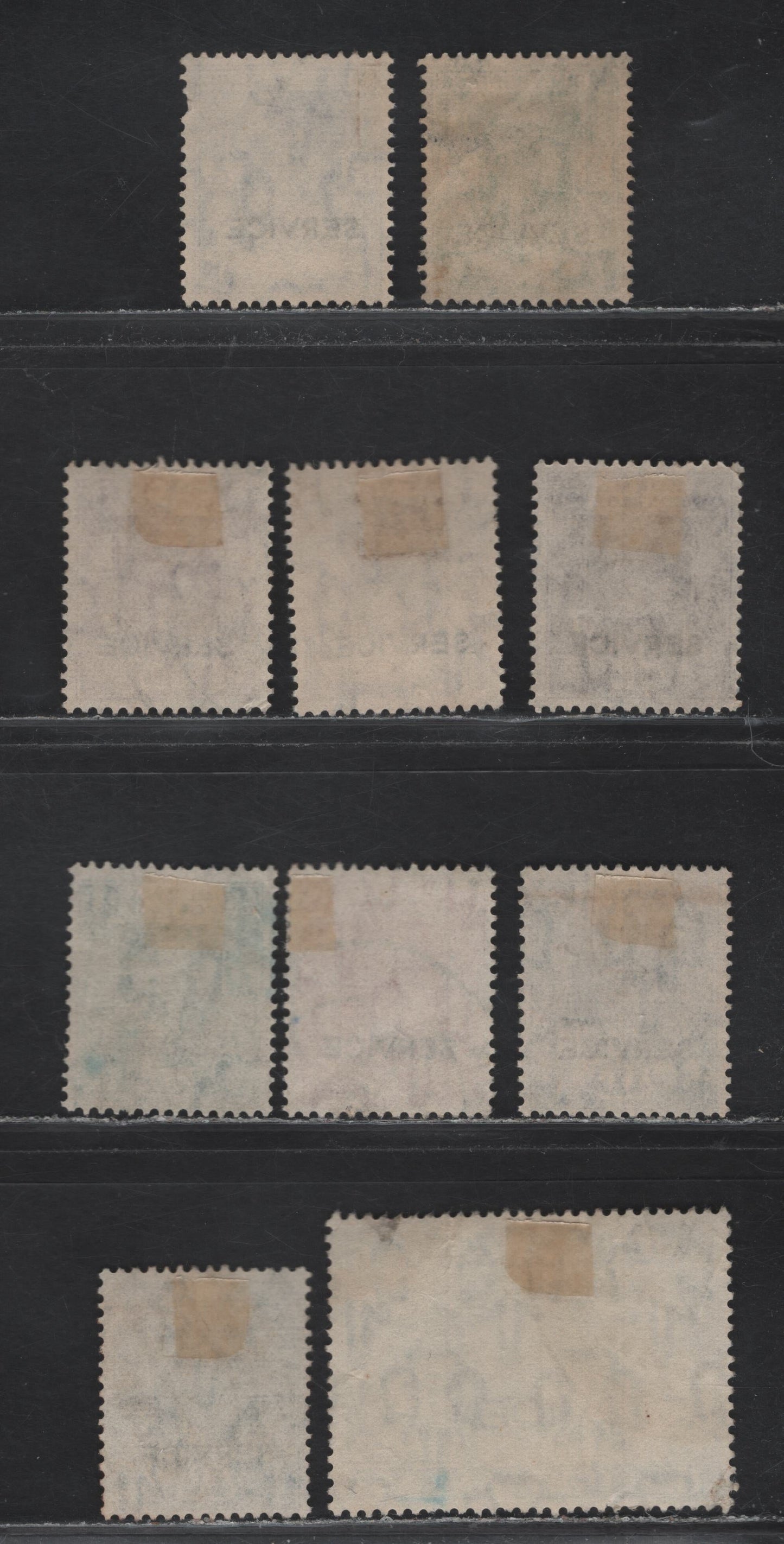 Lot 288 Burma SG#O15-O20, O22-O23 3p - 8a Bright Violet - Myrtle Green , 1939 Service Overprinted Issue, 10 Very Good/Fine/Very Fine Used Singles, Extra Shades Of 1a & 4a