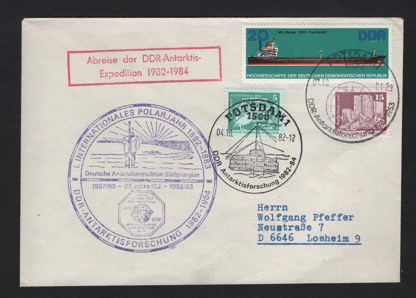 Lot 297 Germany Democratic Republic (C) 1982-1984 Antarctic Expedition Issue, A Very Fine Used Cover, Sent Oct 1 1981 Franked With 35pf Postage
