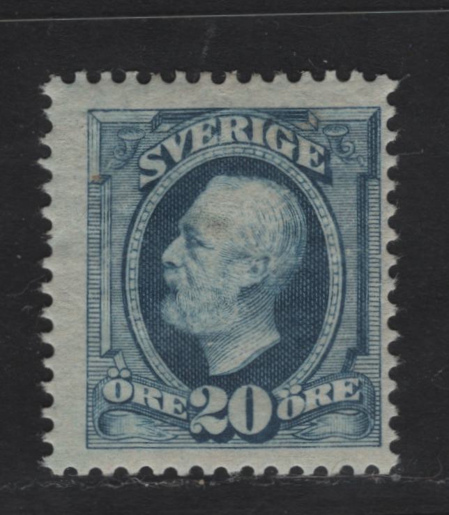 Lot 32 Sweden SC#60 20o Blue King Oscar II, 1891-1904 King Oscar II & Numeral Issue, A FOG Single, Type II