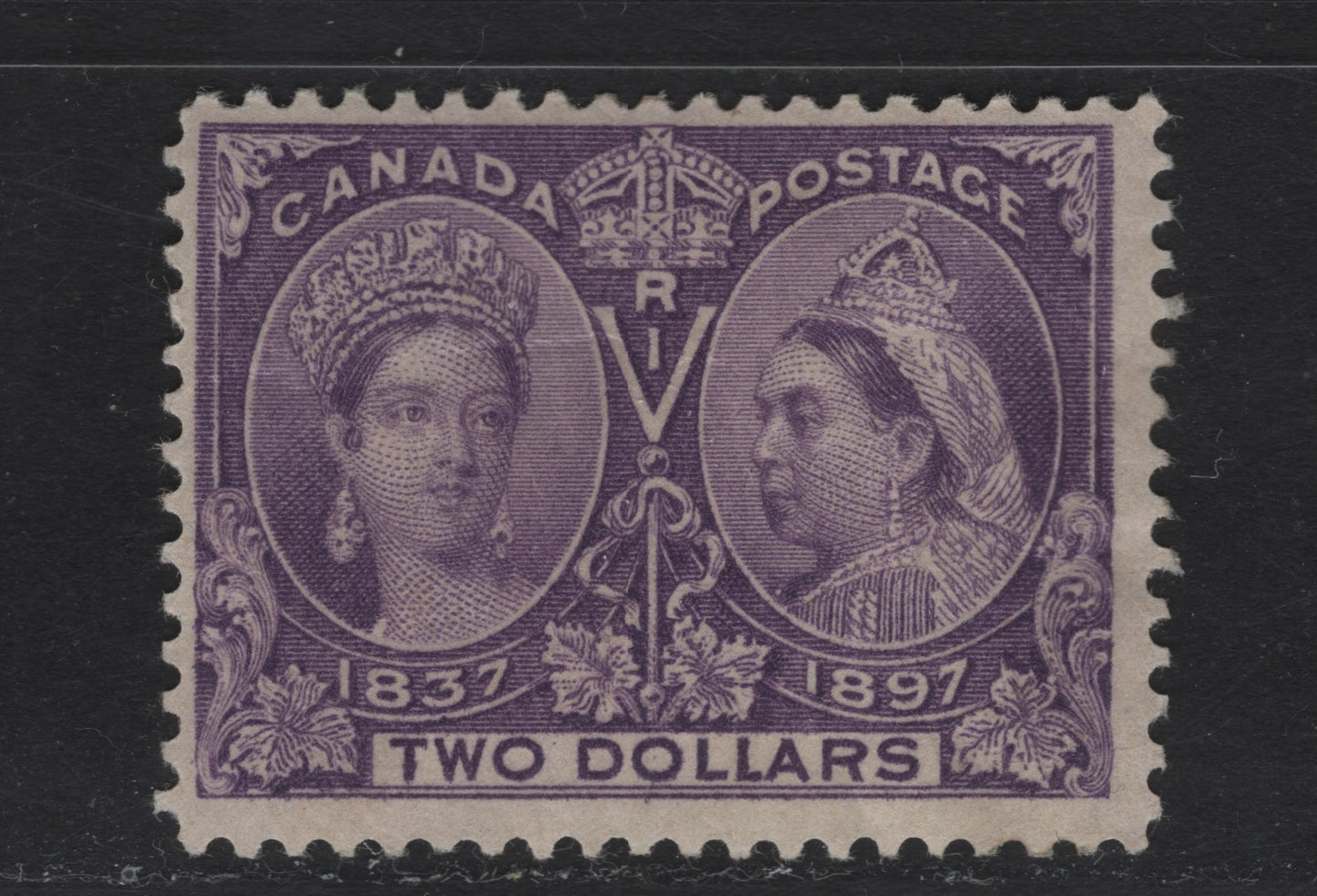 Lot 334 Canada #62 2 Violet Queen Victoria, 1897 Diamond Jubilee Issue, A Fine OG Single Small Internal Wrinkle, Beautiful, Unfaded Colour