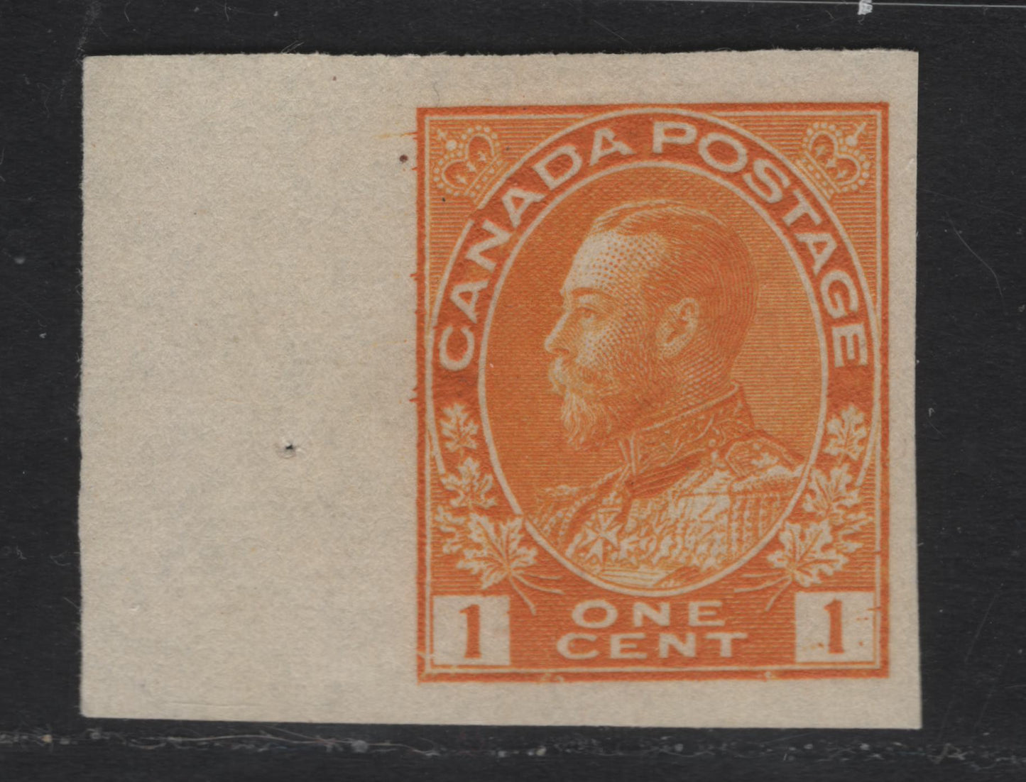 Lot 339 Canada #136 1c Yellow Orange King George V, 1924 Imperforate Admiral Issue, A VF Unused Single On ABN-F Paper, No Gum