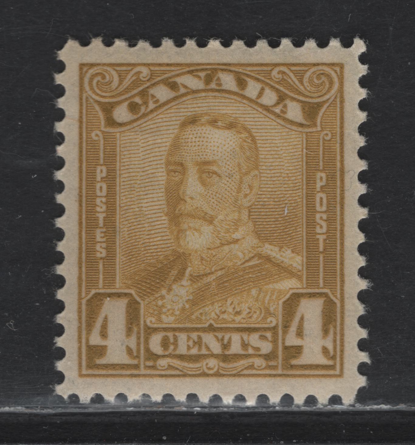 Lot 344 Canada #152 4c Bistre King George V, 1928-1929 Scroll Issue , A VFOG Single On ABN-M Paper