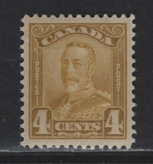 Lot 344 Canada #152 4c Bistre King George V, 1928-1929 Scroll Issue , A VFOG Single On ABN-M Paper
