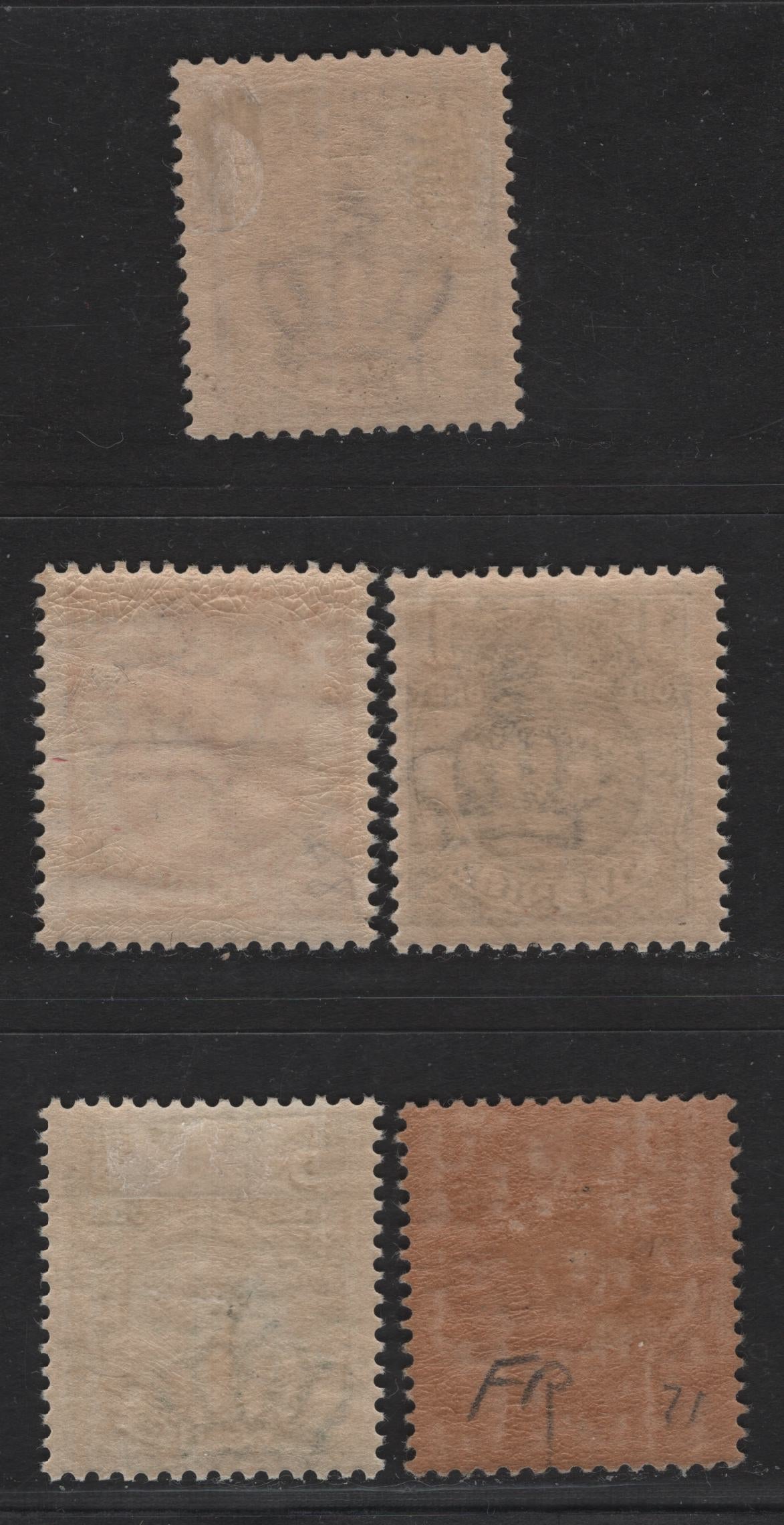Lot 39 Sweden SC#67-71 1o - 10o Black - Carmine Arms & Gustaf V, 1910-1914 Arms & Gustaf V Issue, 5 FOG Singles, Crown Wmk