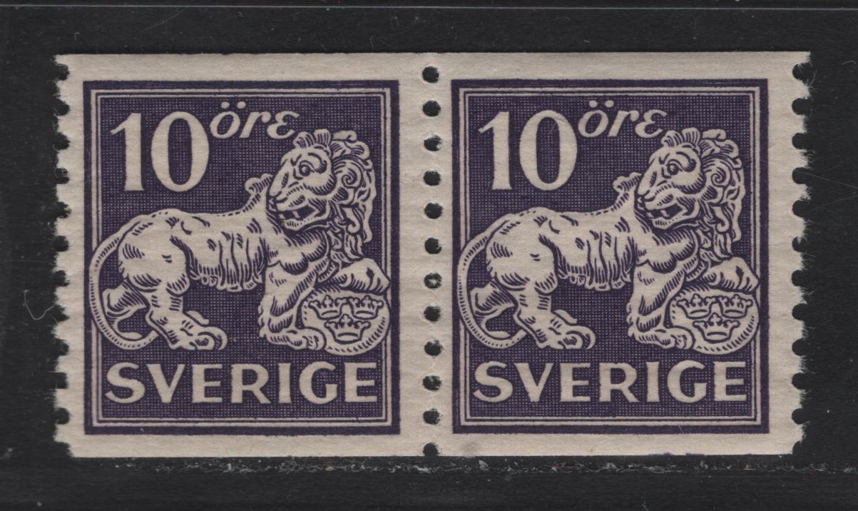 Lot 55 Sweden SC#119 *Facit# 146Ad) 10o Ultramarinish Violet Lion, 1920 Standing Lion Issue, A VFNH Single, Perf 9.75 Vertical, Type 2, White Paper, Unwatermarked.