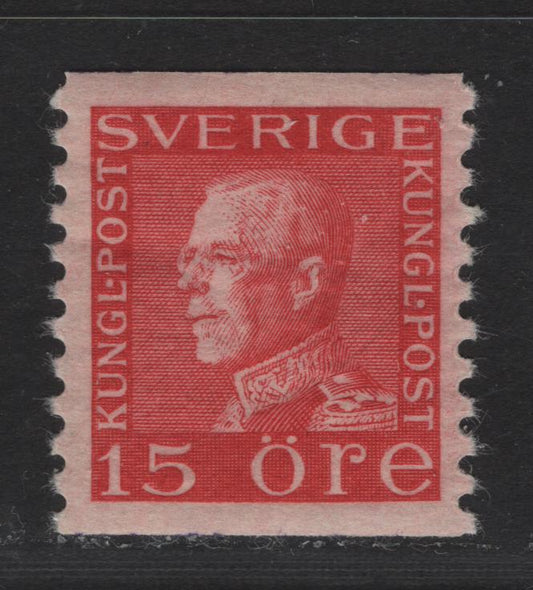Lot 74 Sweden SC#168var 9Facit# 176A) 15o - 20o Rose King Gustaf V, 1921-1936 King Gustaf V Issue, A VFOG Single, Type 1