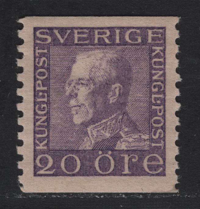 Lot 76 Sweden SC#170 (Facit #179Aa) 20o Dull Ultramarineish Violet King Gustaf V, 1921-1936 King Gustaf V Issue, A VFNH Single, Yellowish Paper With No Mesh