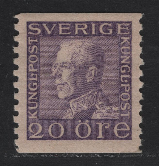Lot 76 Sweden SC#170 (Facit #179Aa) 20o Dull Ultramarineish Violet King Gustaf V, 1921-1936 King Gustaf V Issue, A VFNH Single, Yellowish Paper With No Mesh
