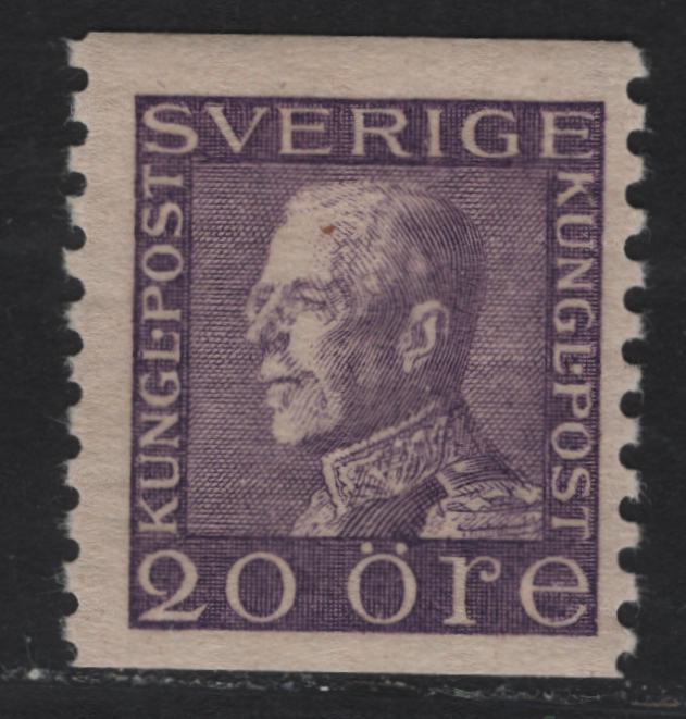 Lot 77 Sweden SC#171 (Facit #179e) 20o Grayish Lilac King Gustaf V, 1921-1936 King Gustaf V Issue, A FOG Single, Yellowish Paper With No Mesh