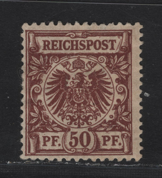 Lot 100 Germany SC#51 (Michel 50da) 50pf Lively Red Brown , 1889-1900 Numeral & Eagle Issue, A VGOG Single, Variant Of The Chocolate Shade, Very Small Thin At The Top