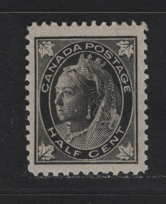 Lot 1 Canada (C) #66 1/2c Black Queen Victoria, 1897-1898 Maple Leaf Issue, A VFNH Single, ABN-A Paper, Perf 11.9, 17x21mm Design.