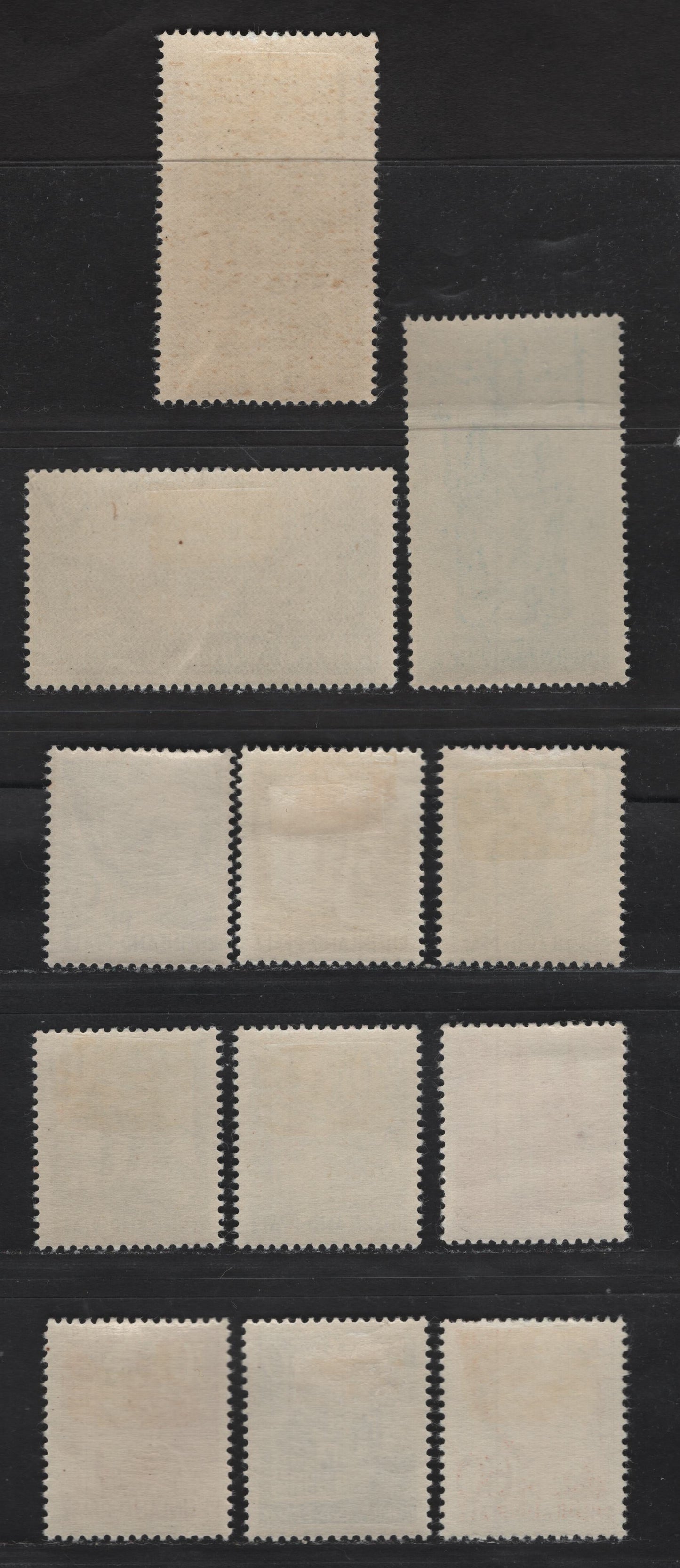 Lot 113 Germany - French Occupation of Rhineland SC#6N1/6N29 2pf - 1m Gray - Brown , 1947-1948 Pictorial Definitives, 12 F/VFOG/NH Singles, Paper Y, Various Types