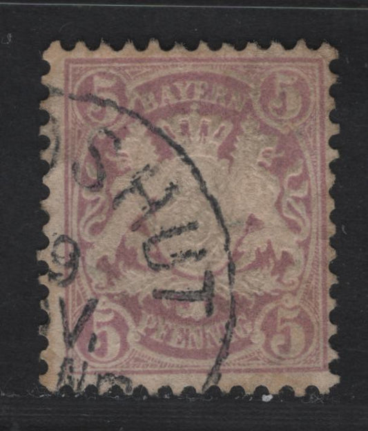 Lot 125 Bavaria SC#40 5pf Lilac , 1876-1878 Embossed Arms Issue, A Fine Used Single, Wavy Lines Wmk
