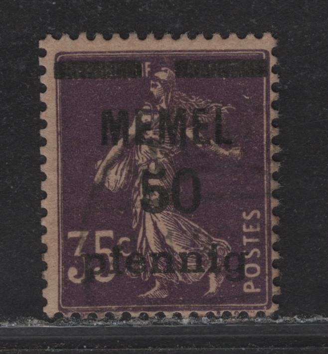 Lot 146 Memel SC#23 (Michel 23b) 50pf on 3sc Violet , 1920 Overprinted Sower Issue, A Fine Used Single, GC Paper