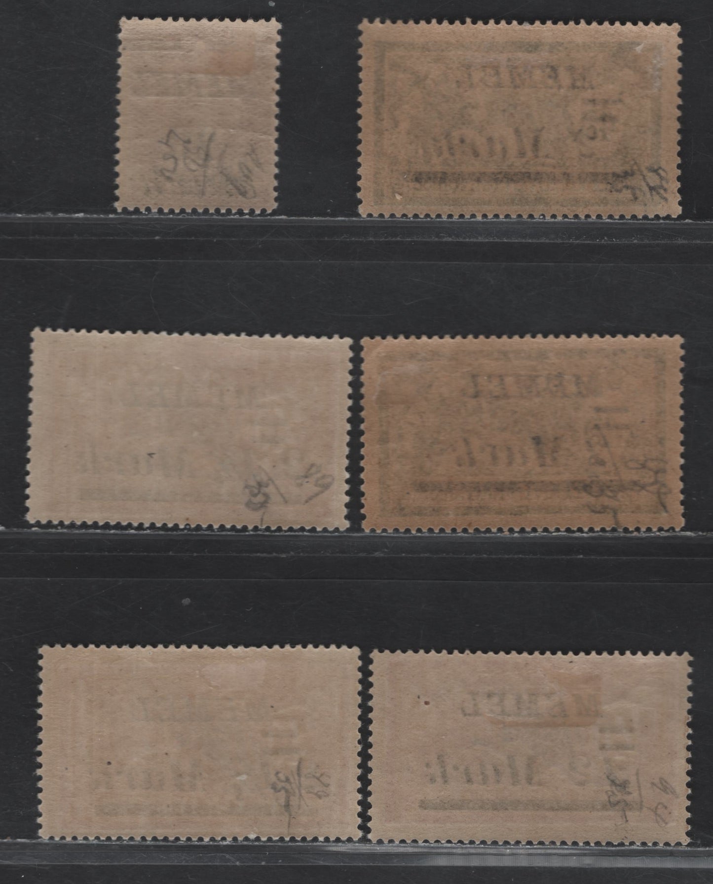 Lot 148 Memel SC#72, 74, 84 20m on 20pf on 20c - 12m Red Brown - Red & Gray Blue , 1922 Surcharged Sower& Mergon Issues, 6 F/VFOG Singles, Includes 2 Shades Of 2.25m