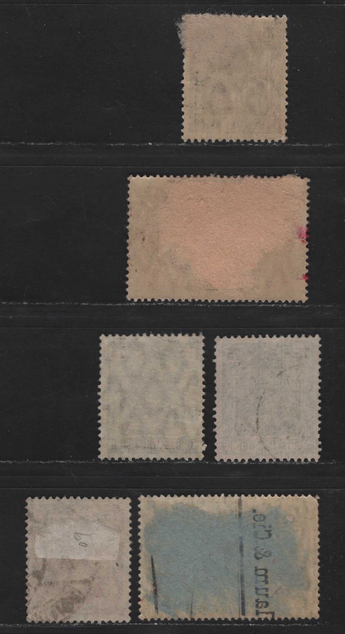 Lot 166 Germany SC#90, 111-112, 120b, 127 (Michel# 104c, A113a, 113, 142a, 148II) 15pr - 75pf Dark Brown Carmine - Black & Blackish Greenish Blue , 1919-1920 Germania Issues, 5 Fine/Very Fine Used Singles, Postwar Printings, Type II On The 75pf