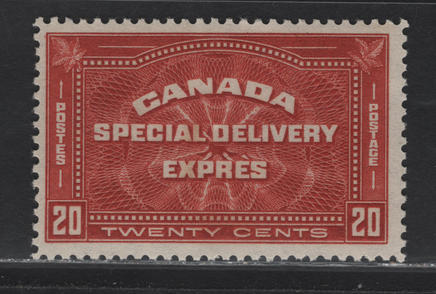Lot 18 Canada (C) #E4 20c Deep Brownish Vermillion , 1930 Special Delivery Issue, A FNH Single, BABN-DD Paper, Perf 10.85, 42.75x21.25mm Design.