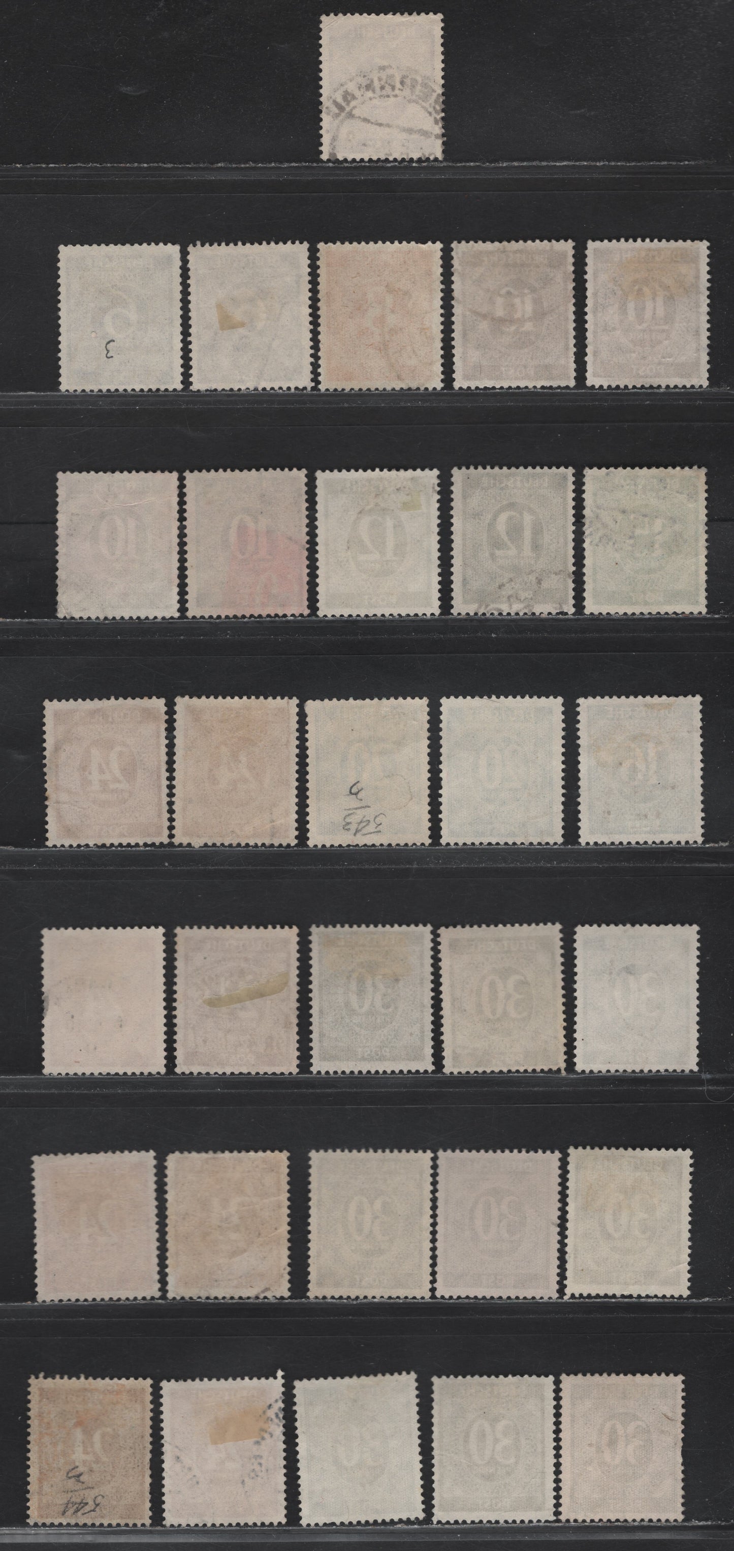 Lot 190 Germany SC#535/547 (Michel# 916a/928b) 6pf - 16pf Purple - Blackish Greenish Blue , 1946 Numeral Issue, 13 Fine/Very Fine Used Singles, Displaying A Very Wide Range Of Shades