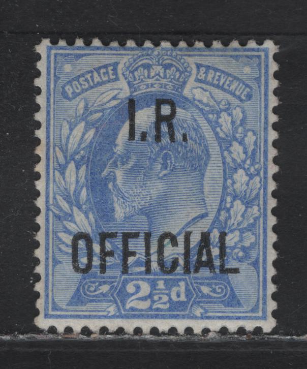 Lot 254 Great Britain #O22 2.5d Ultramarine King Edward VII, 1902-1904 Surface Printed IR Official Overprinted Issue, A Fine OG Single Expert Signature On Back In Pencil, With "72", Which Likely Refers To 1972, Rare Stamp, Cat, 1,000 GBP
