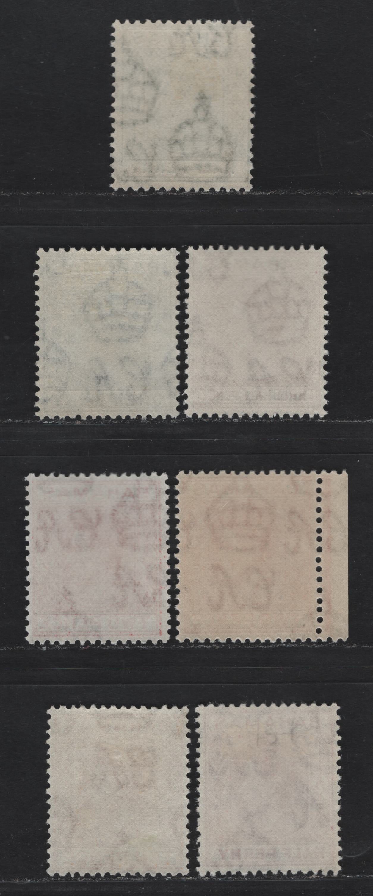Lot 263 Bahamas (C) #149c/152bc, 154c 1/2d-10d Bluish Green -Yellow Orange 1938-1952  King George VI Definitive Issue, 7 Fine & VFOG & VFNH Singles 1944, 1946, 1948 and 1952 Printings, Includes 2d Dull Rose Red & 1.5d Pale Red Brown, Both NH