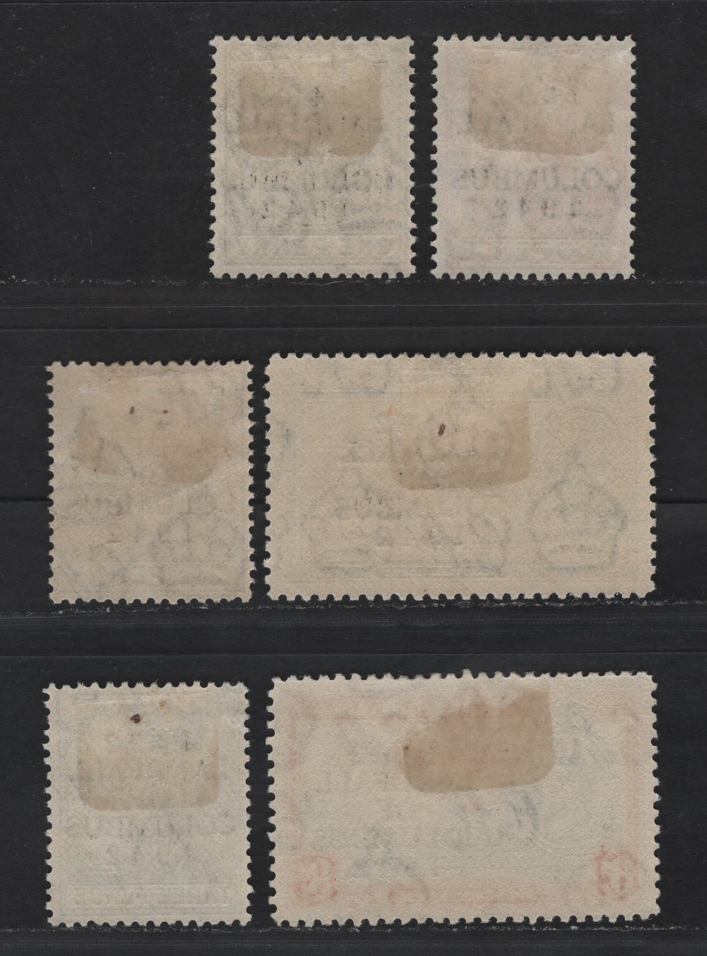 Lot 267 Bahamas #163, 165, 166-167, 169-170 1d-8d Pale Slate - Ultramarine & Blue King George VI - Flamingoes, 1942-1945 Landfall Of Columbus Issue, 6 VFOG Singles Overprinted 1942 Printings On Opaque Paper, With Smooth Gum