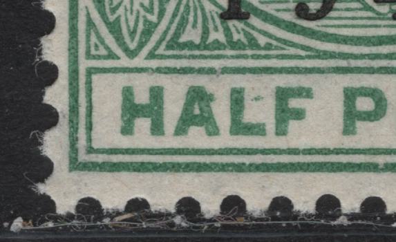 Lot 270 Bahamas (C) #162var, 166var 1/2d & 2.5d Bluish Green & Ultramarine King George VI, 1942-1945 Landfall Of Columbus Issue, 2 Fine & VFOG Singles Overprinted 1938 Printings With Toned Gum Showing Unlisted Plate & Overprint Varieties