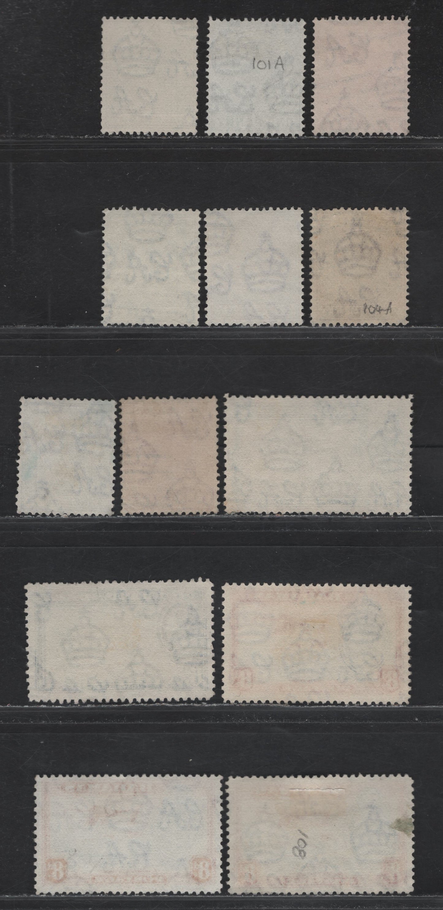 Lot 277 Bahamas (C) #149c, 150ab, 151, 152b, 153-153a, 154a, 159-160 1/2d-8d Bluish Green -Scarlet & Ultramarine 1938-1952  King George VI Definitive Issue, 13 Fine & VF Used Singles 1941 & 1942 Printings On Opaque Paper With Less Visible Wmk, Shades