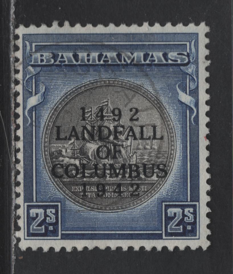 Lot 289 Bahamas (C)SG#172b 2/- Brownish Black & Steel Blue , 1942 Columbus Issue, A Fine Used Single, 1944 Printing With Clear Watermark