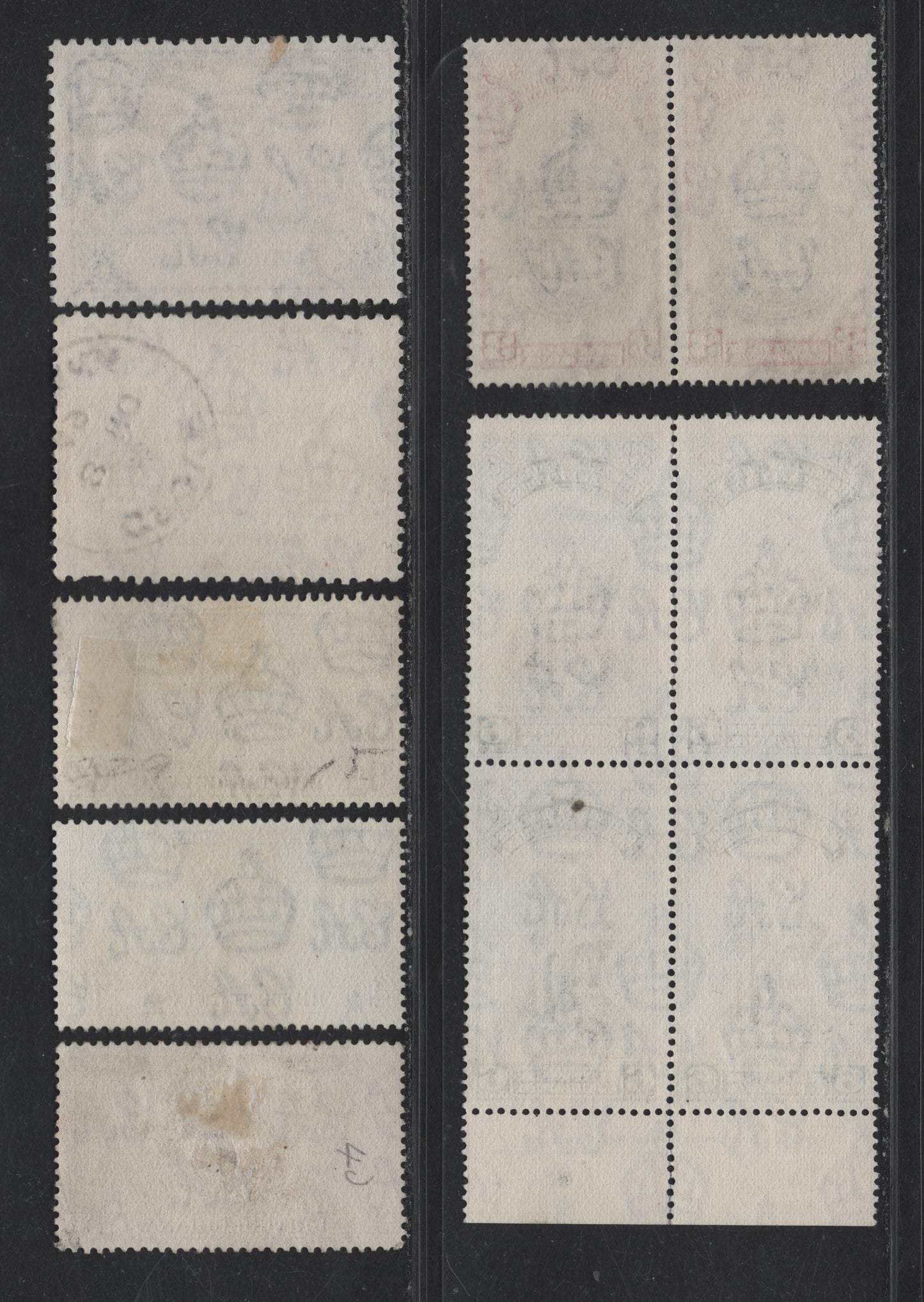 Lot 294 British Guiana (C)SG#305-307, 325-326, 328-329 2c - 6c Yellow Brown - Black & Blue , 1937-1951 Coronation - BwI University College Issue, 7 Fine/Very Fine Used Singles, Pair & Block Of 4