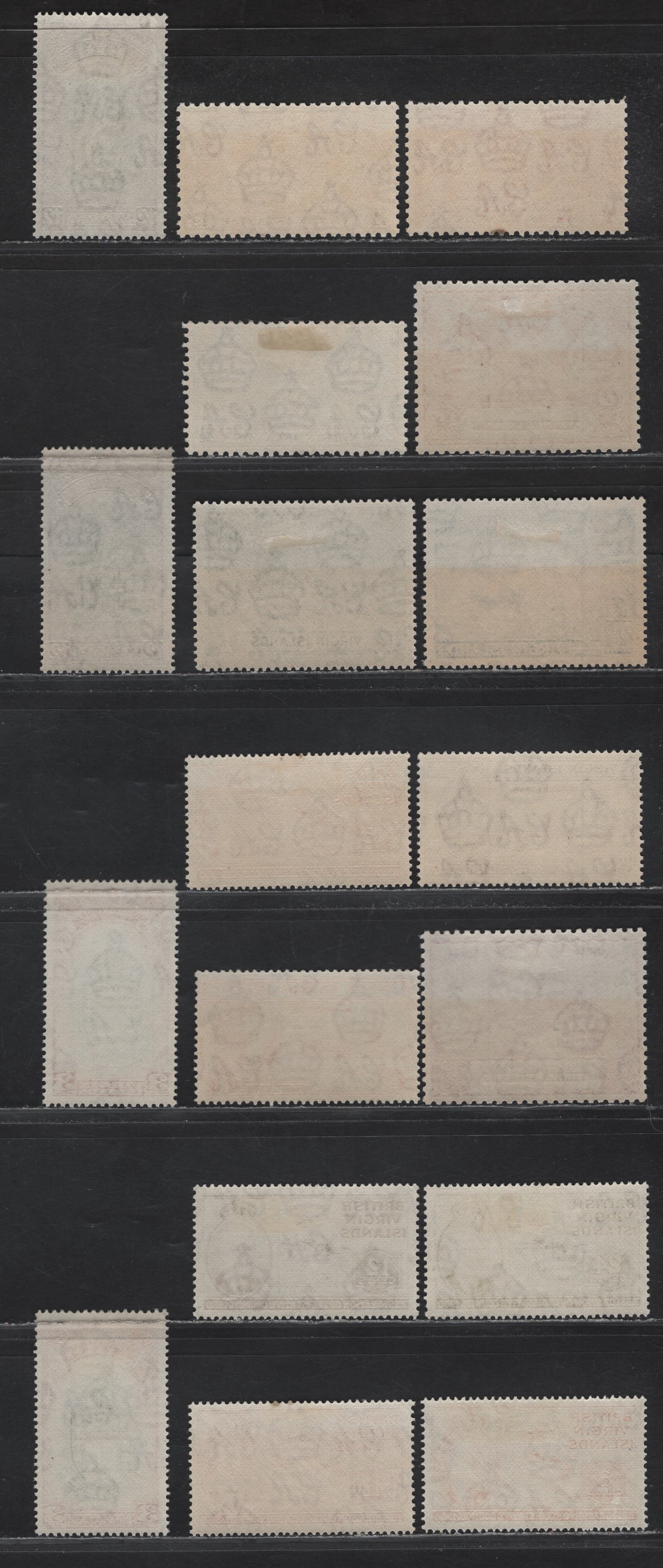Lot 327 British Virgin Islands (C) #107-109, 122-123, 126-135 1d-$1.20 Carmine - Carmine, 1937 Coronation-1951 Restoration of Legislative Council Issues, 18 Fine & VFOG & VFNH Singles Including Shades Of BWI University