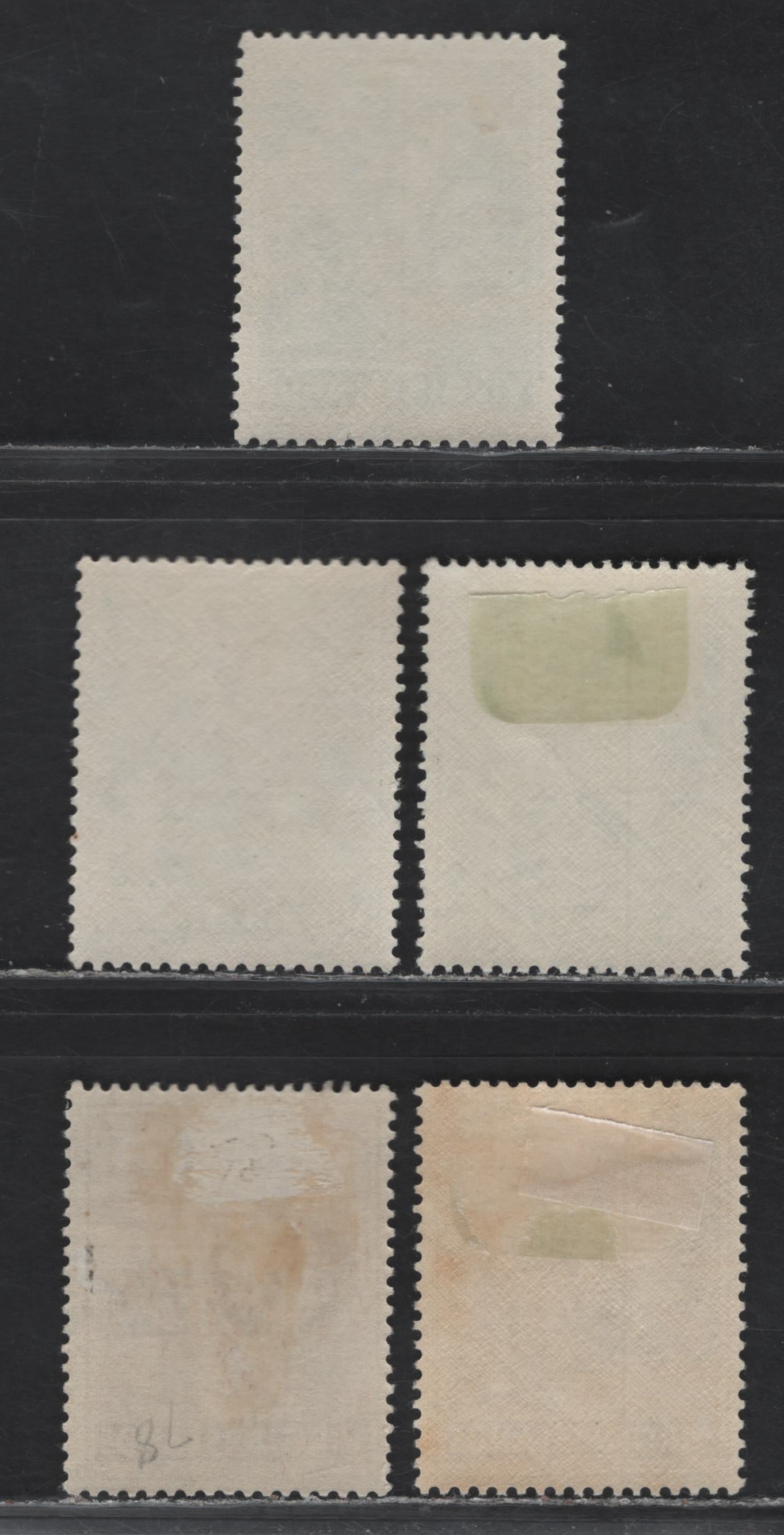 Lot 328 British Virgin Islands (C) #110a, 112-112a 1/2d-1d Green & Red Brown King George VI & Arms, 1938-1947  King George VI Photogravure Issue, 5 Fine & VFOG & VFNH Singles On Normal & Chalky Papers, Different Shades