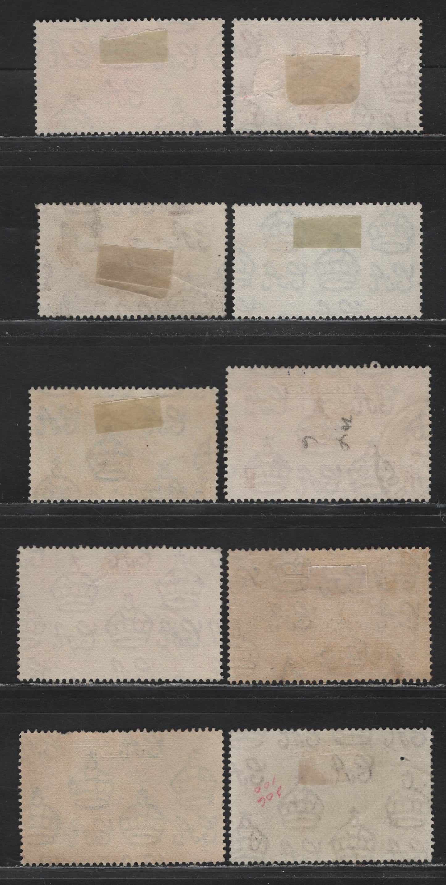 Lot 334 Barbados (C) #245-247, 257-260 1/2d-3d Green - Yellow Brown, 1937 Coronation & 1939 Tercentenary Of General Assembly Issues, 7 VFOG Singles One 1d With Tear & 3d With Pinhole, Not Counted, Including Some Shades