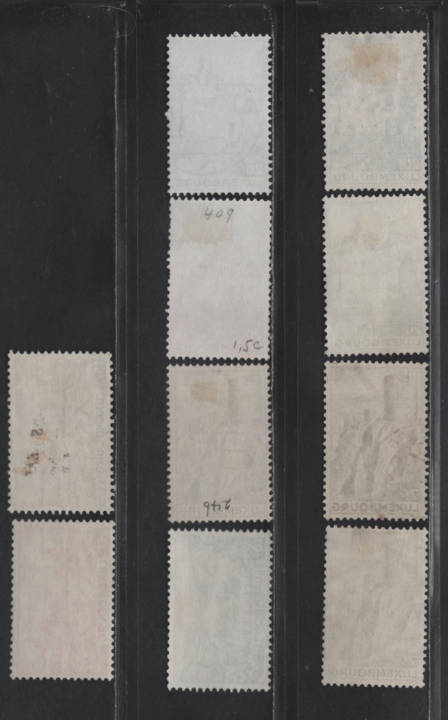 Lot 44 Luxembourg SC#246-249 7fr - 20fr Dark Brown - Dark Blue , 1948-1970 High Value Pictorial Definitive Issue, 10 Fine/Very Fine Used Singles, Several Different Printings Of Several Values, Different Shades Of The Basic Color