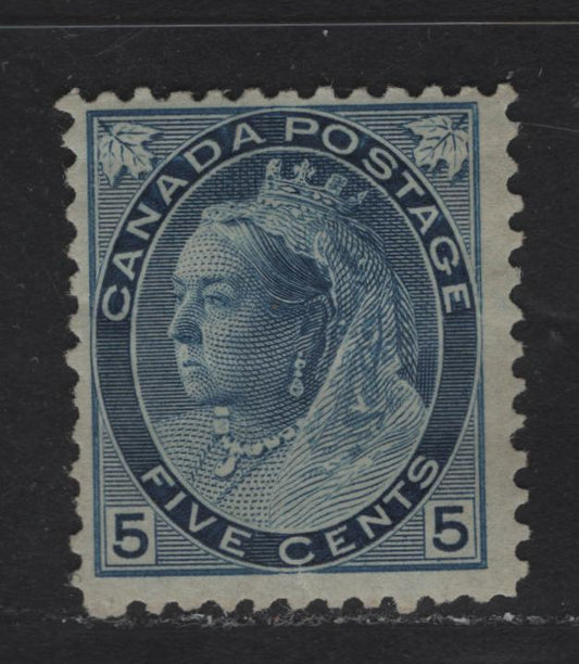 Lot 6 Canada (C) #79b 5c Deep Blue Queen Victoria, 1898-1902 Numeral Issue, A VGOG Single, ABN-FF Paper, Perf 12x11.9, 17.75x21.2mm Design, Small Tear At Base.