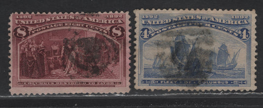 Lot 64 United States (C) SC#233, 236 4c - 8c Ultramarine - Brown Purple , 1893 Comlumbian Exposition Issues, 2 Very Good/Fine Used Singles