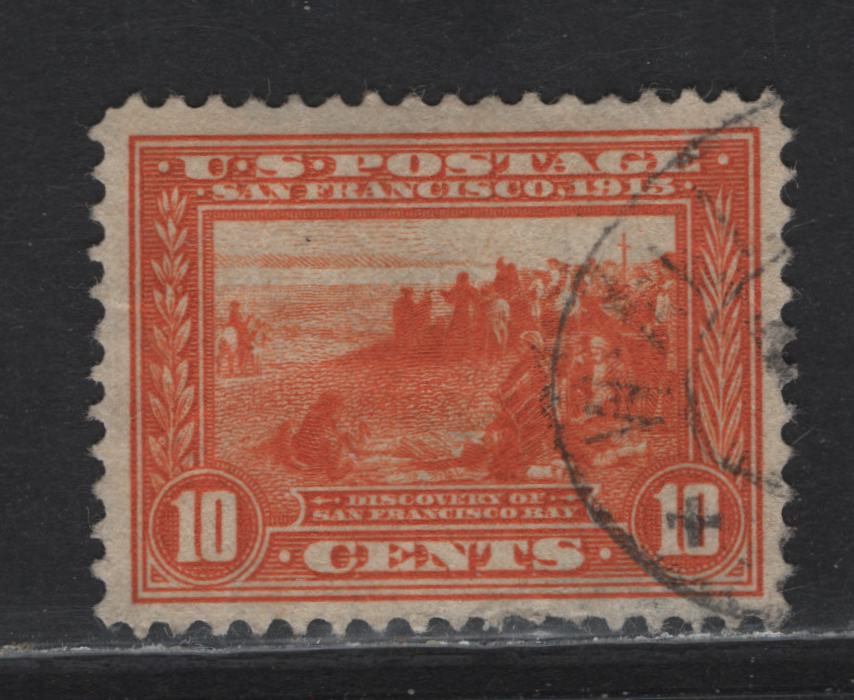 Lot 69 United States (C)  SC#400A 10c Orange , 1913 Panama Pacific Issue, A Very Fine Used Single, Light Wrinkles That Should Press Out With A Good Soak