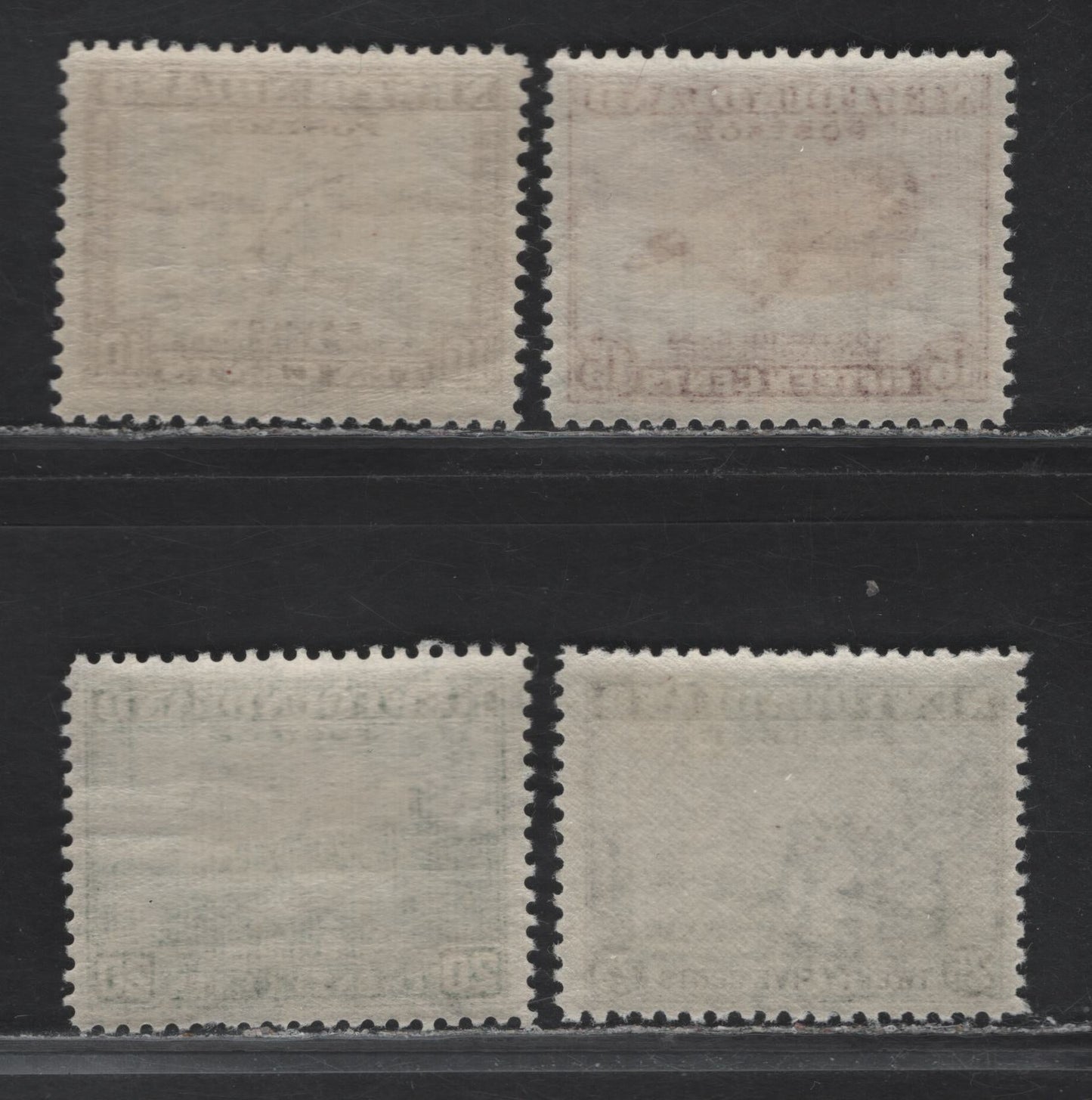 Lot 80 Newfoundland (C) #260, 262-263, 265 10c - 25c Brownish Black - Slate Salmon Leaping Falls - Sealing Fleet, 1941-1944 Waterlow Resources Issue, 4 F/VFOG Singles