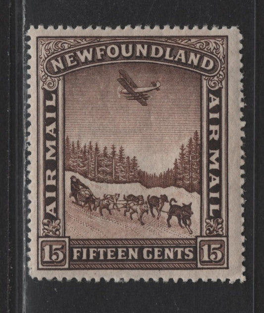Lot 81 Newfoundland (C) #C9 15c - 5c Brown Dog Sled & Airplane, 1931 Airmail Issue, A FNH Single, Line Perf 13.9