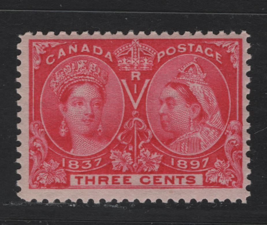 Lot 11 Canada (C) #53 3c Deep Bright Rose Queen Victoria, 1897 Diamond Jubilee Issue, A FNH Single, ABN-V Paper, Perf 12x11.95