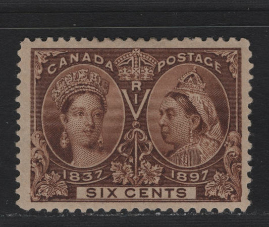 Lot 13 Canada (C) #55 6c Deep Yellow Brown Queen Victoria, 1897 Diamond Jubilee Issue, A FOG Single, ABN-W Paper, Perf 11.9