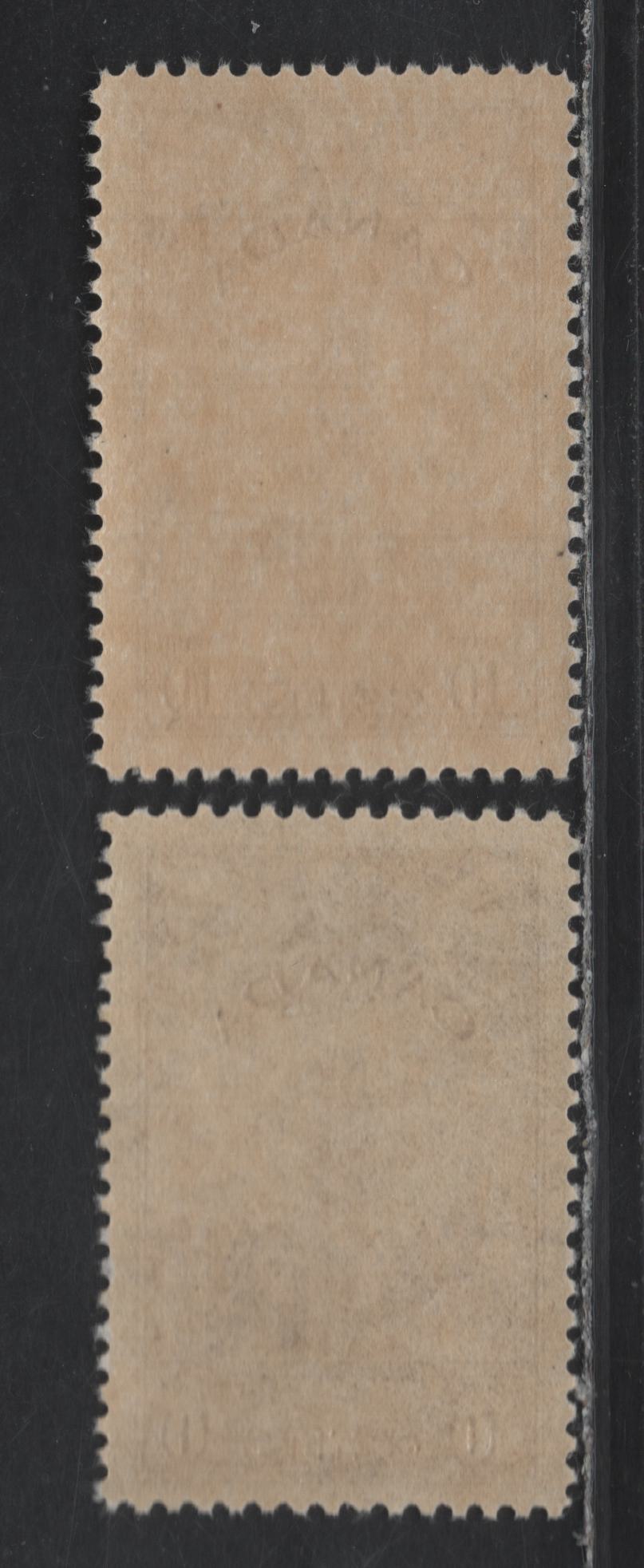 Lot 137 Canada (C) #257 10c Deep Chocolate Brown - Pale Pinkish Chocolate Parliament Building, 1942-1943 KGVI War Issue, 2 VFNH Singles, CBN-KKKK & CBN-NNNN Papers, Perfs 12 & 11.9