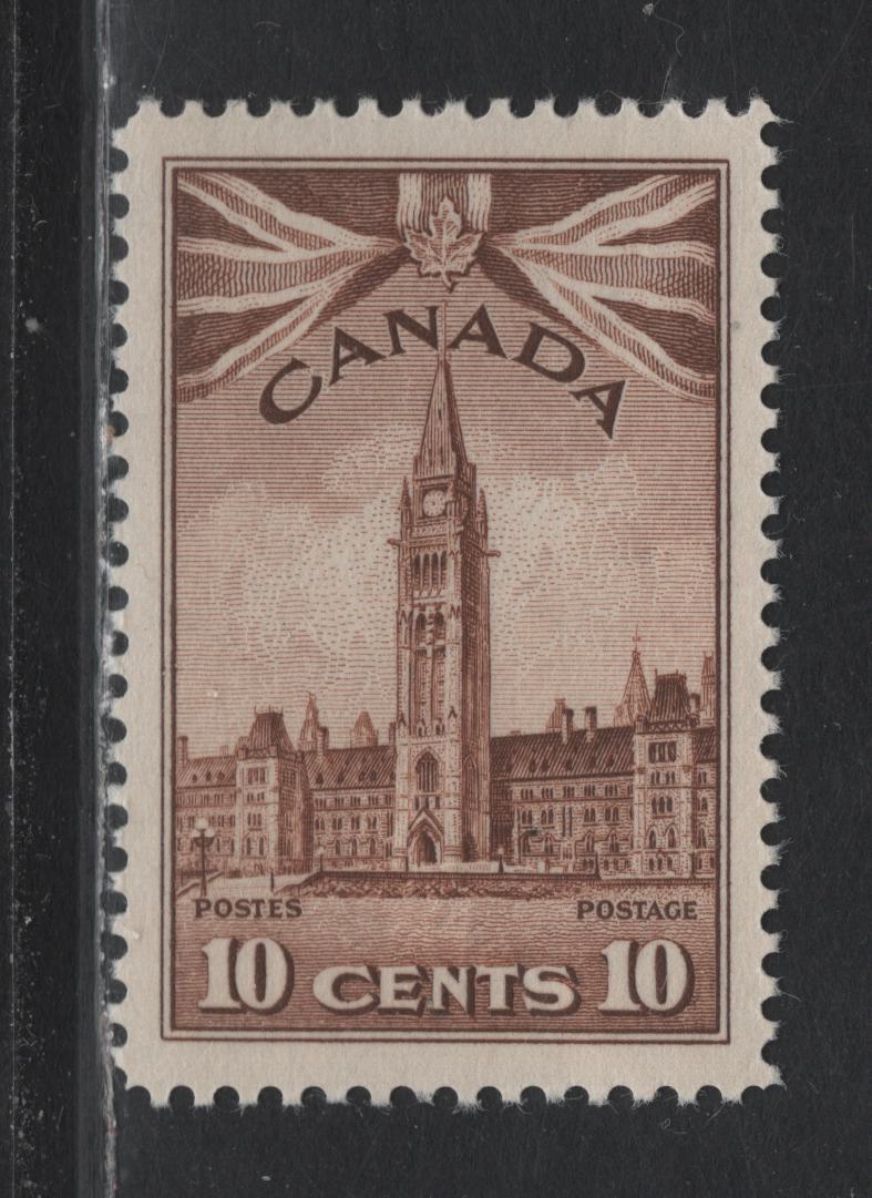 Lot 140 Canada (C) #257 10c Deep Chocoalte Brown Parliament Building, 1942-1943 KGVI War Issue, A VFNH Single, CBN-KKKK Paper, Perf 12