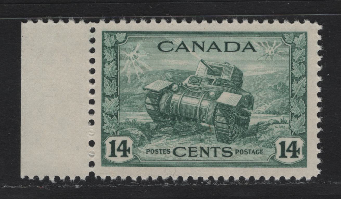 Lot 165 Canada (C) #259 14c Myrtle Green Ram Tank, 1942-1943 KGVI War Issue, A VFNH Single, CBN-PPPP Paper, Perf 12.05x12