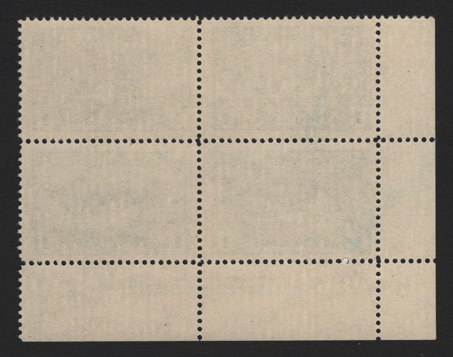 Lot 209 Canada (C) #262 $1 Deep Blue Tribal Class Destroyer, 1942-1943 KGVI War Issue, A FNH LL Plate 1 Block Of 4, CBN-FFFFF Paper, Perf 11.95x11.9