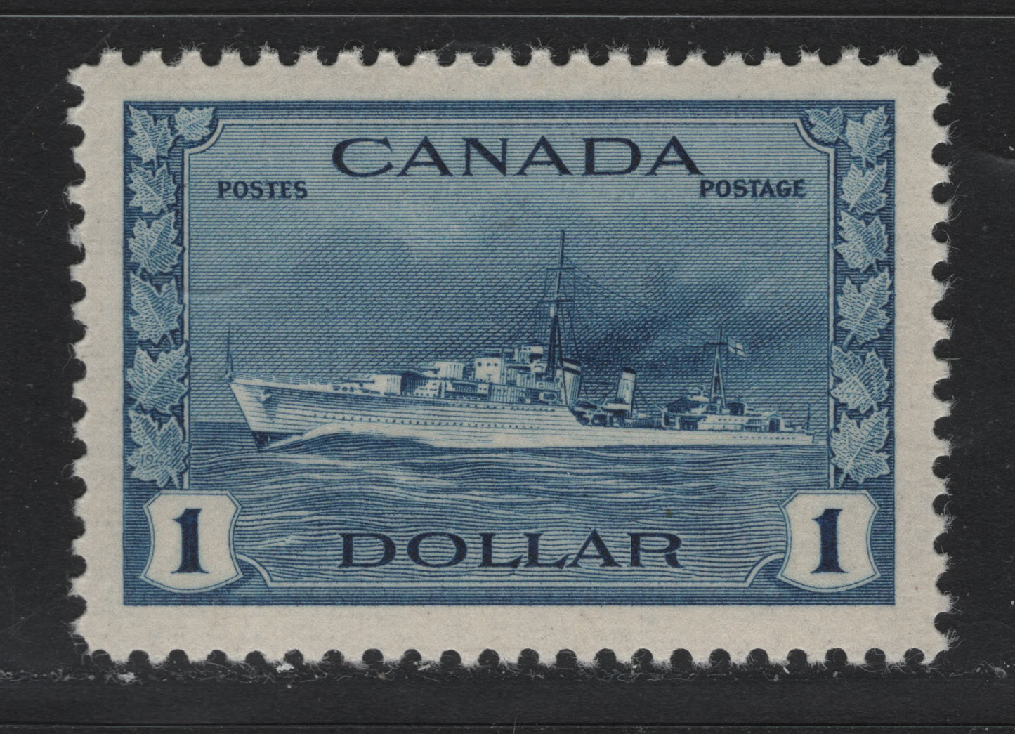 Lot 219 Canada (C) #262 $1 Deep Bright Blue Tribal Class Destroyer, 1942-1943 KGVI War Issue, A VFOG Single, CBN-UUUU Paper, Perf 11.95x11.9