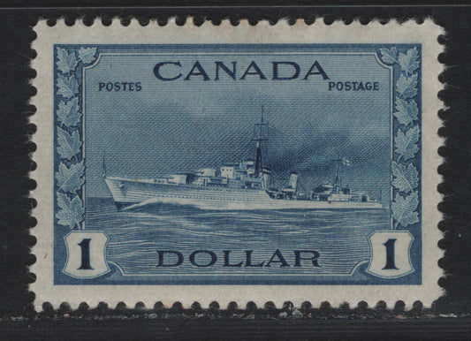Lot 157 Canada #262 $1 Deep Blue Tribal Class Destroyer, 1942-1943 KGVI War Issue, A VFOG Single, CBN-CCCCC Paper, Perf 11.95x11.9