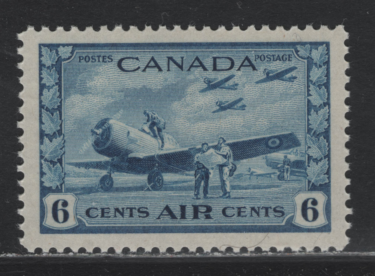Lot 238 Canada #C7 6c Light Blue Air Training Plan, 1942-1943 Airmail War Issue, A VFNH Single, CBN-GGGG Paper, Perf 12