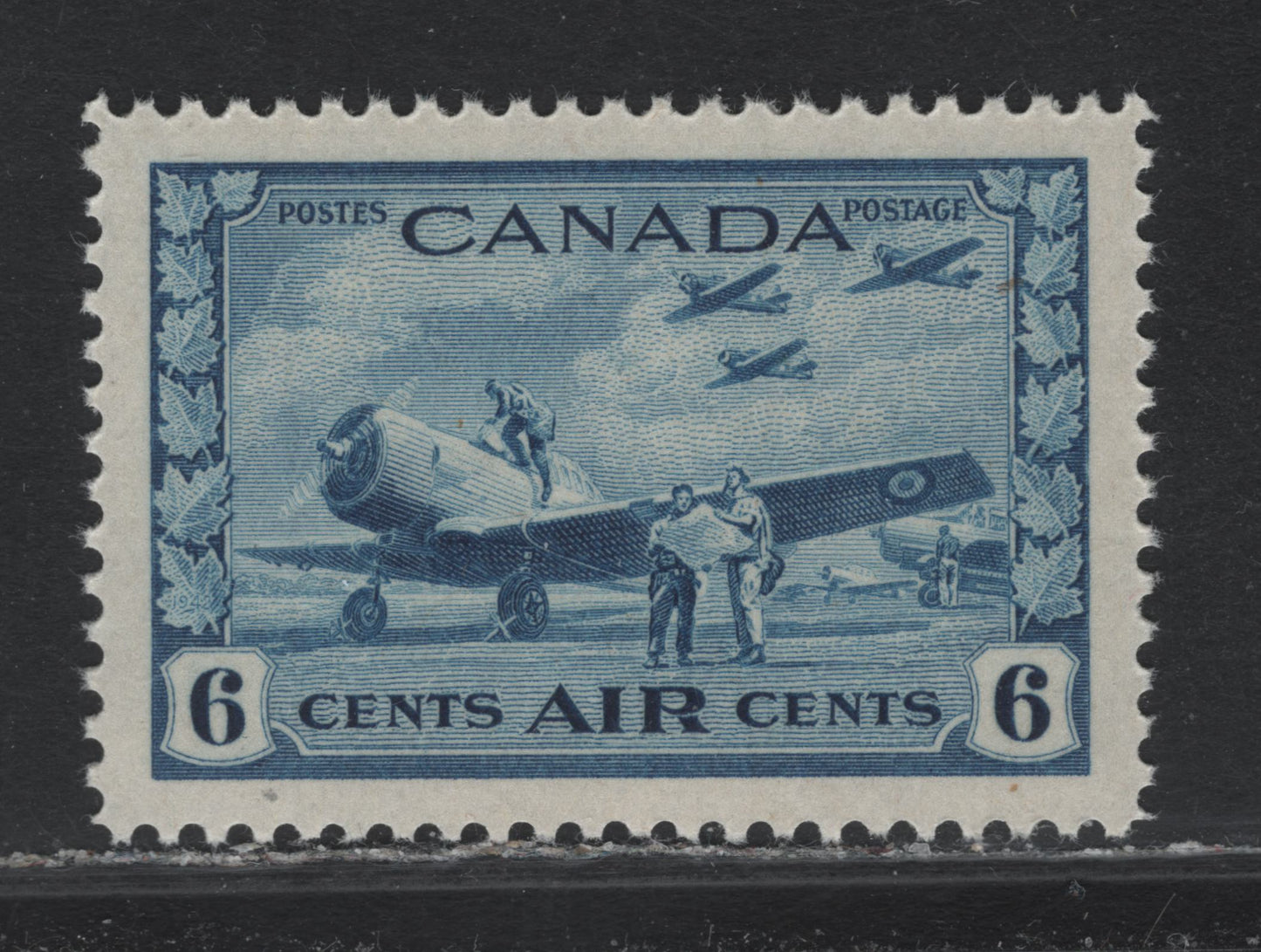 Lot 241 Canada #C7 6c Bright Blue Air Training Plan, 1942-1943 Airmail War Issue, A VFNH Single, CBN-OOOO Paper, Perf 12.11.95