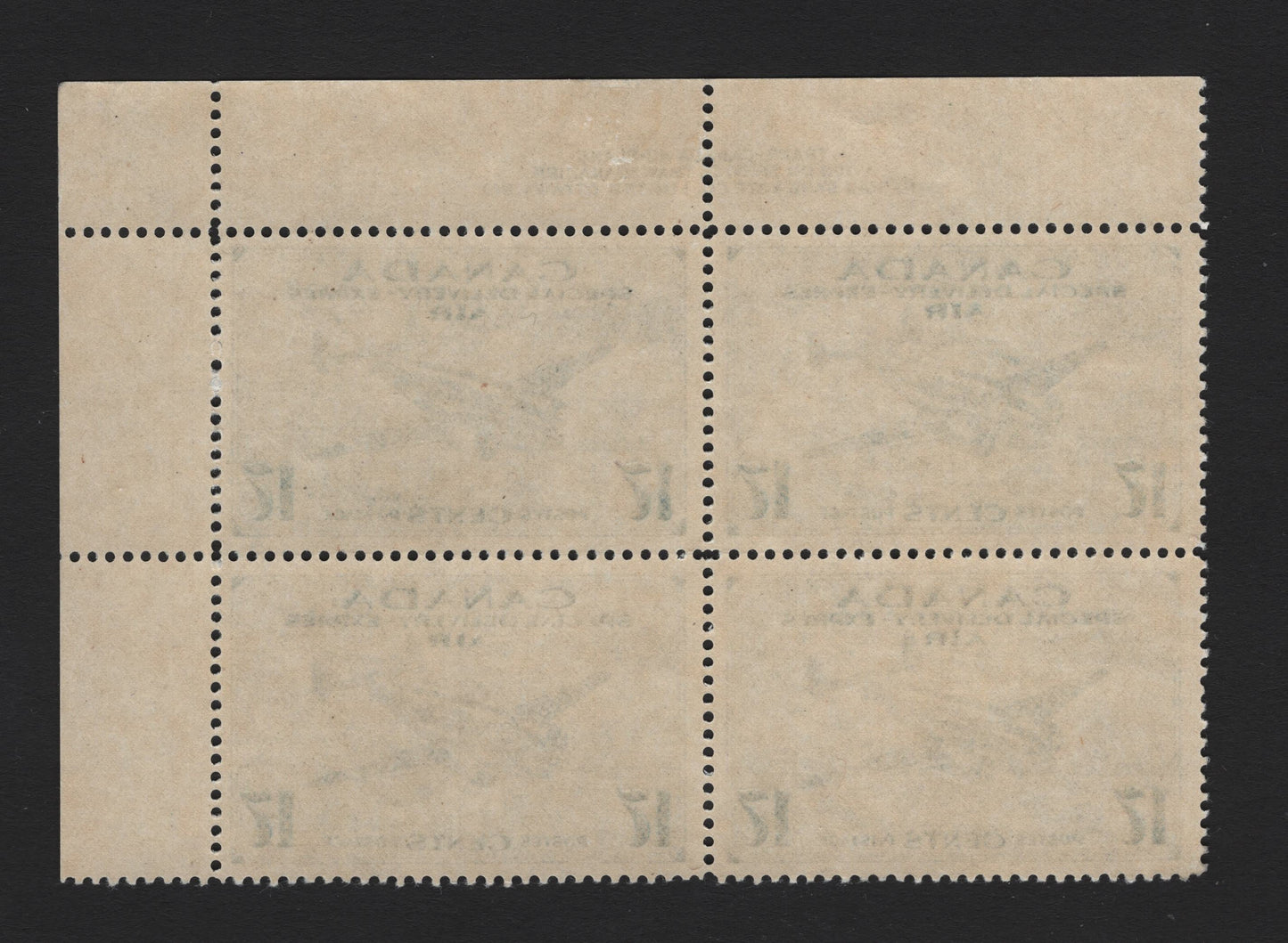 Lot 263 Canada (C) #CE2 17c Deep Ultramarine Trans-Canada Airplane, 1942-1943 Airmail Special Delivery Issue, A VFNH Single, CBN-GGGGG Paper, Perf 11.8x11.9